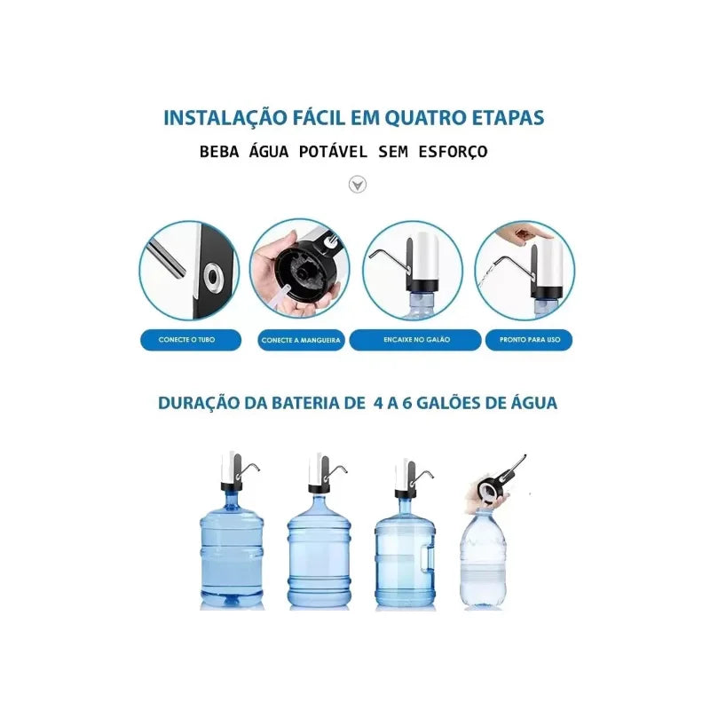 Bomba Elétrica Para Galão Universal Recarregável Moderna e Automática